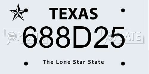 688D25 Texas License Plate