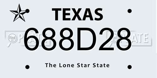 688D28 Texas License Plate