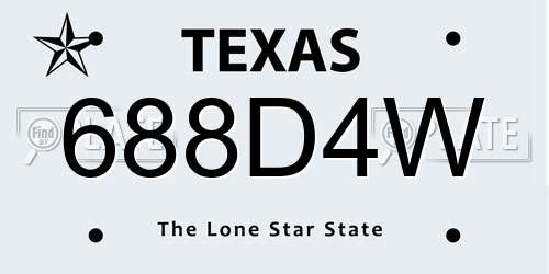 688D4W Texas License Plate