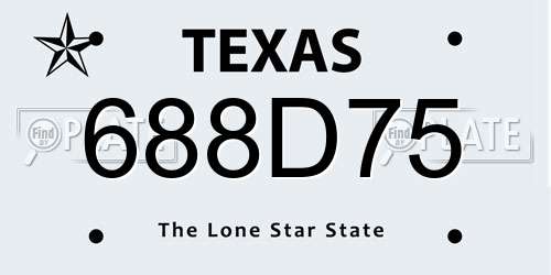 688D75 Texas License Plate