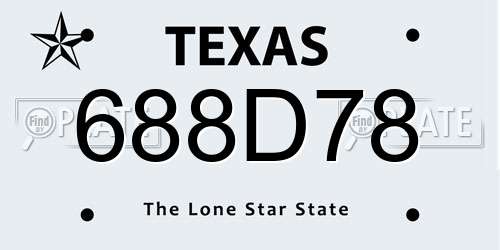 688D78 Texas License Plate