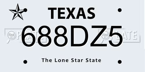 688DZ5 Texas License Plate