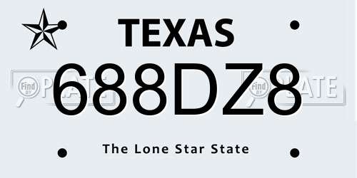 688DZ8 Texas License Plate