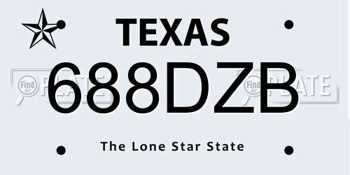 688DZB Texas License Plate