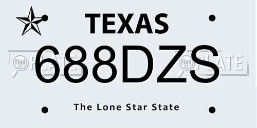 688DZS Texas License Plate