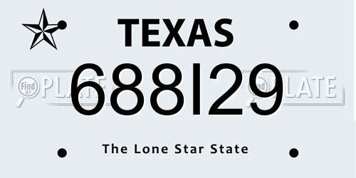688I29 Texas License Plate