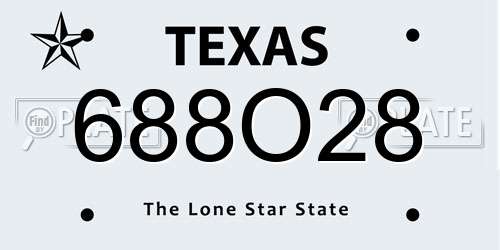 688O28 Texas License Plate