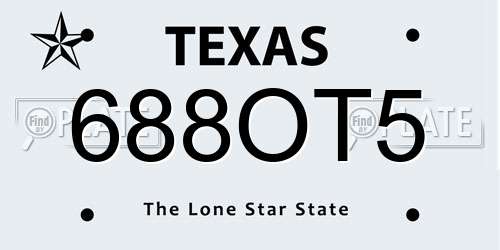 688OT5 Texas License Plate