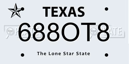 688OT8 Texas License Plate
