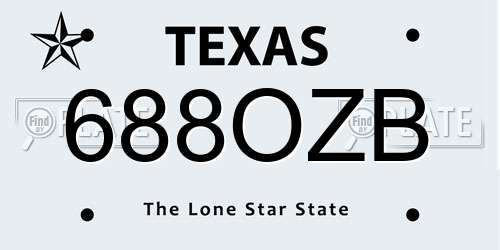 688OZB Texas License Plate