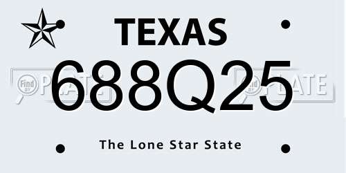 688Q25 Texas License Plate