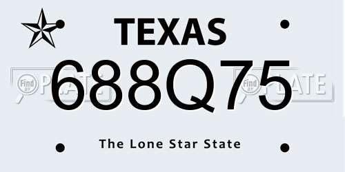688Q75 Texas License Plate