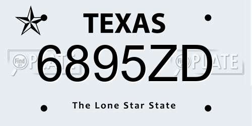 6895ZD Texas License Plate