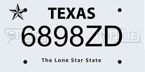 6898ZD Texas License Plate
