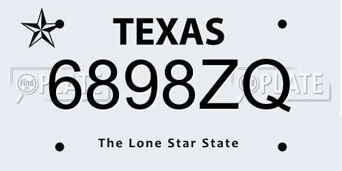 6898ZQ Texas License Plate