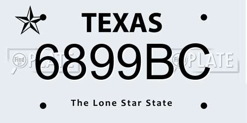 6899BC Texas License Plate