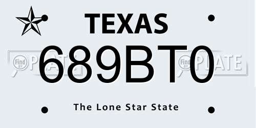 689BT0 Texas License Plate
