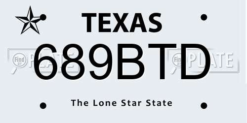 689BTD Texas License Plate