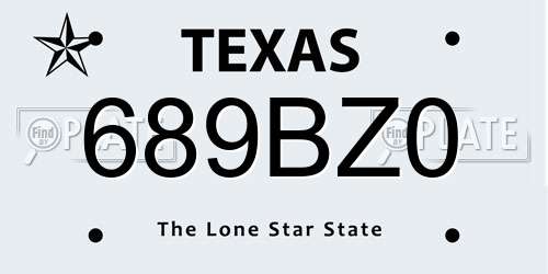 689BZ0 Texas License Plate
