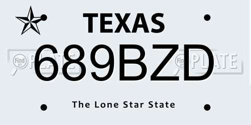 689BZD Texas License Plate