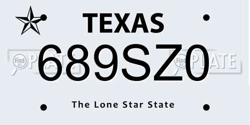 689SZ0 Texas License Plate