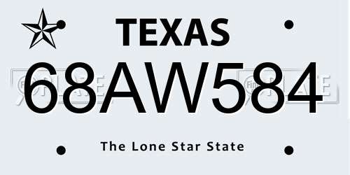 68AW584 Texas License Plate