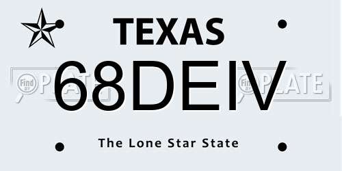 68DEIV Texas License Plate