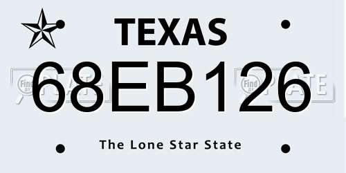 68EB126 Texas License Plate