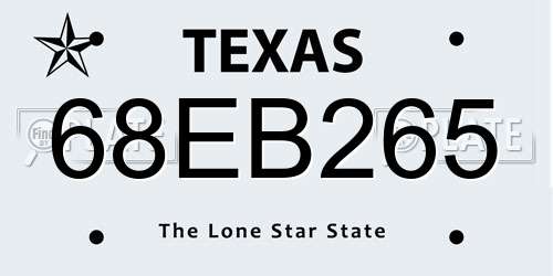 68EB265 Texas License Plate