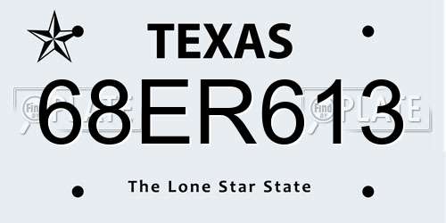 68ER613 Texas License Plate