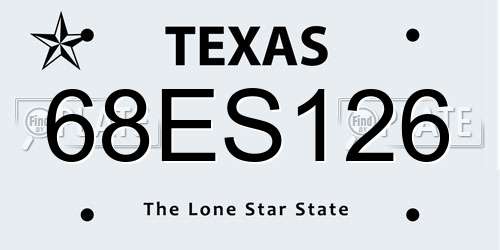 68ES126 Texas License Plate