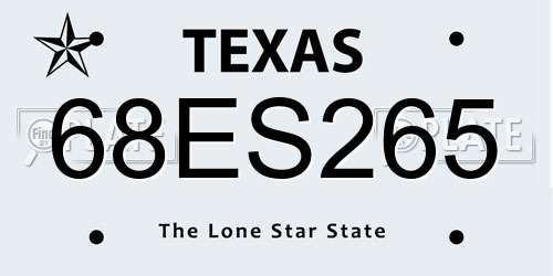 68ES265 Texas License Plate