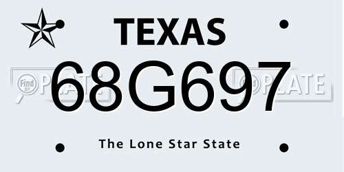 68G697 Texas License Plate