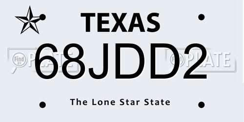68JDD2 Texas License Plate