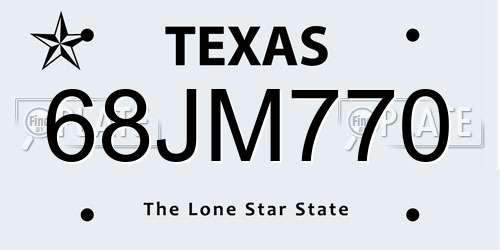 68JM770 Texas License Plate