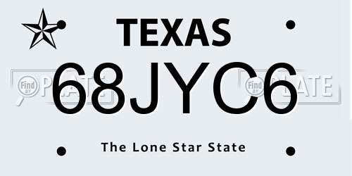 68JYC6 Texas License Plate