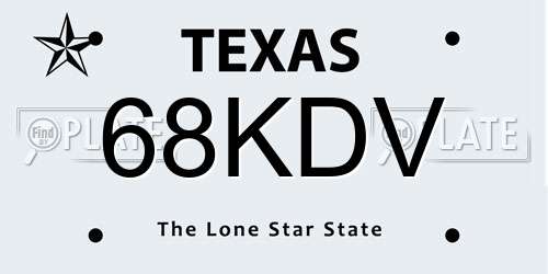 68KDV Texas License Plate