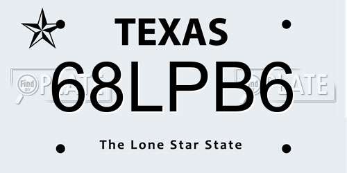 68LPB6 Texas License Plate