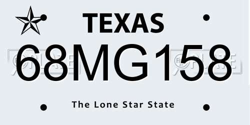 68MG158 Texas License Plate
