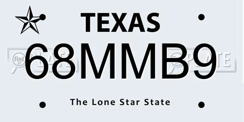68MMB9 Texas License Plate
