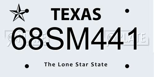 68SM441 Texas License Plate