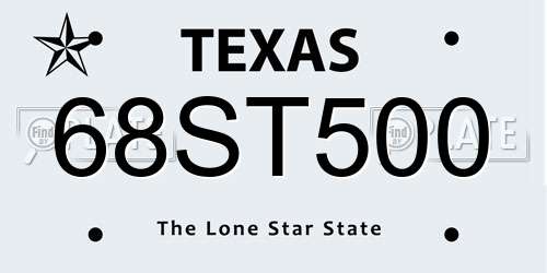 68ST500 Texas License Plate