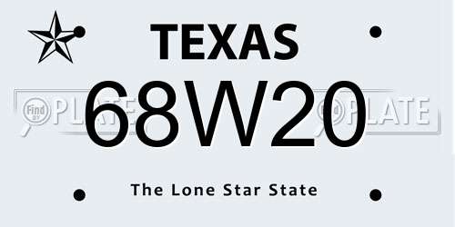 68W20 Texas License Plate