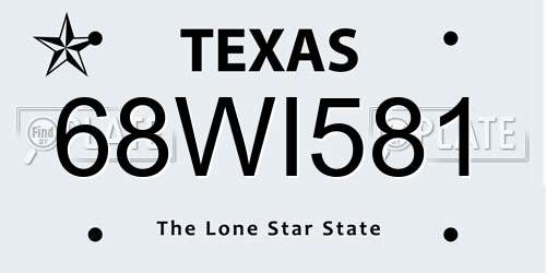 68WI581 Texas License Plate