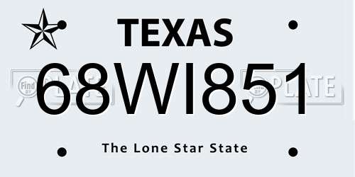 68WI851 Texas License Plate