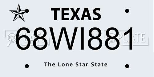 68WI881 Texas License Plate