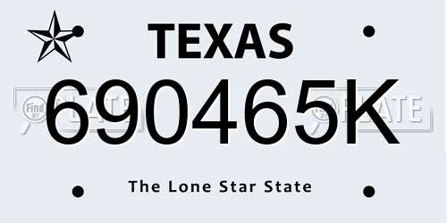 690465K Texas License Plate