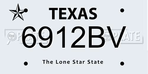 6912BV Texas License Plate