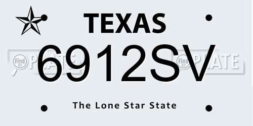 6912SV Texas License Plate