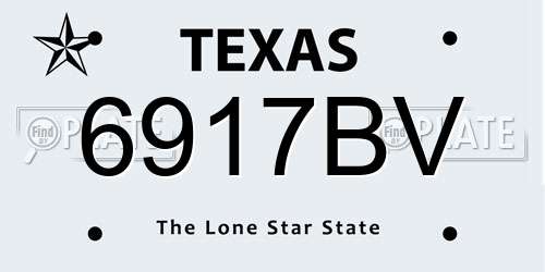 6917BV Texas License Plate